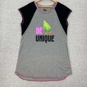 Dream Works Trolls Nightgown Womens Large XL Gray Sleep Shirt Be Unique Movie